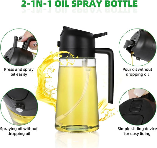 2-in-1 Glass Oil Sprayer and Dispenser Bottle